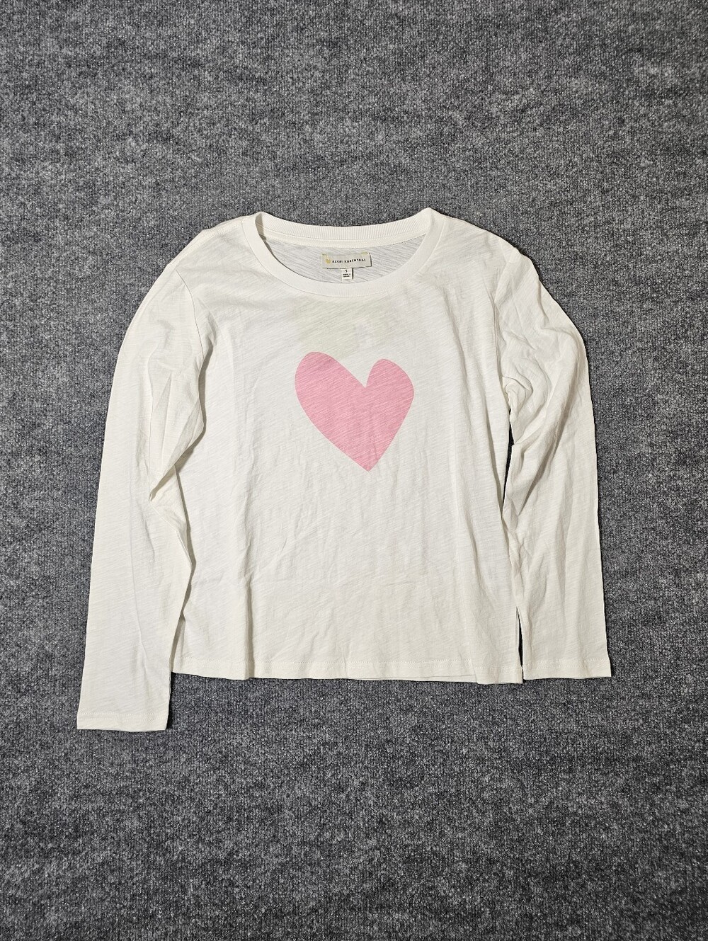 Kerri Rosenthal The Imperfect Heart Long Sleeve Tee Shirt Size S White/Pink